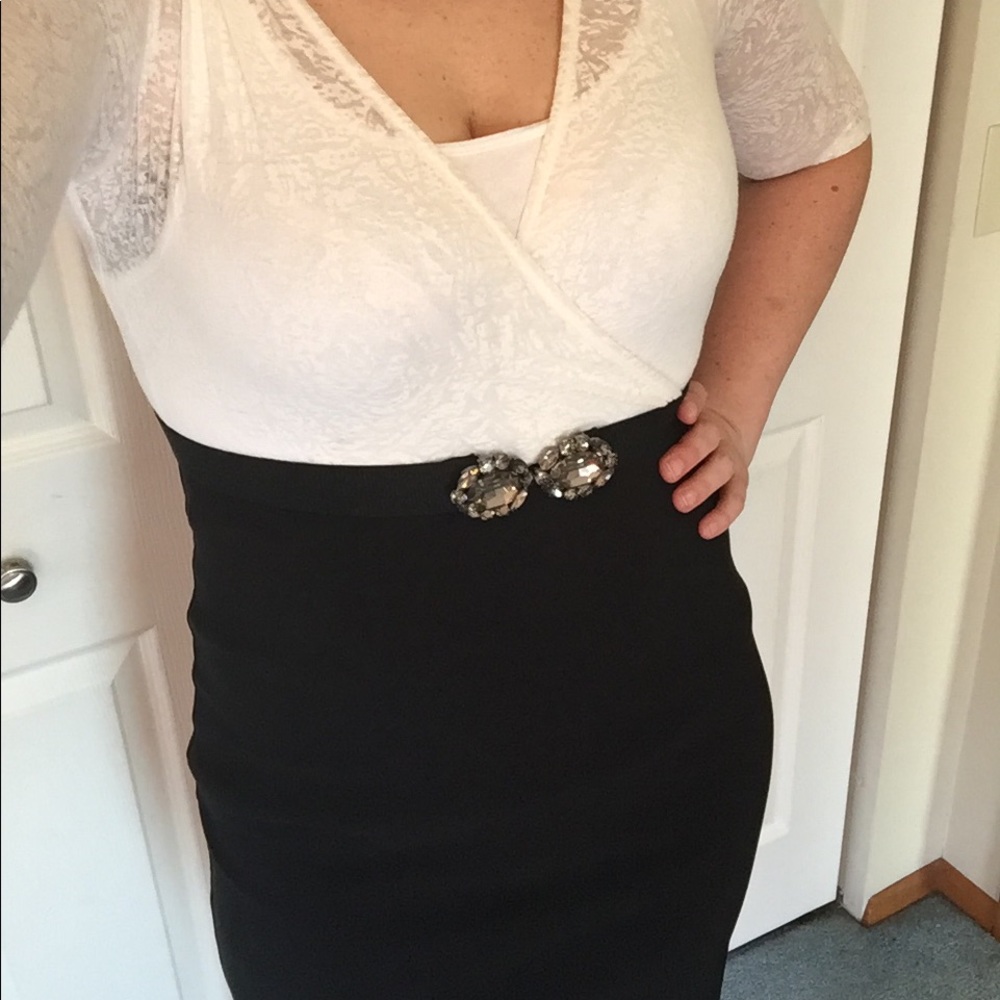 Express body-con dress with sheer top!. - Picture 4 of 4